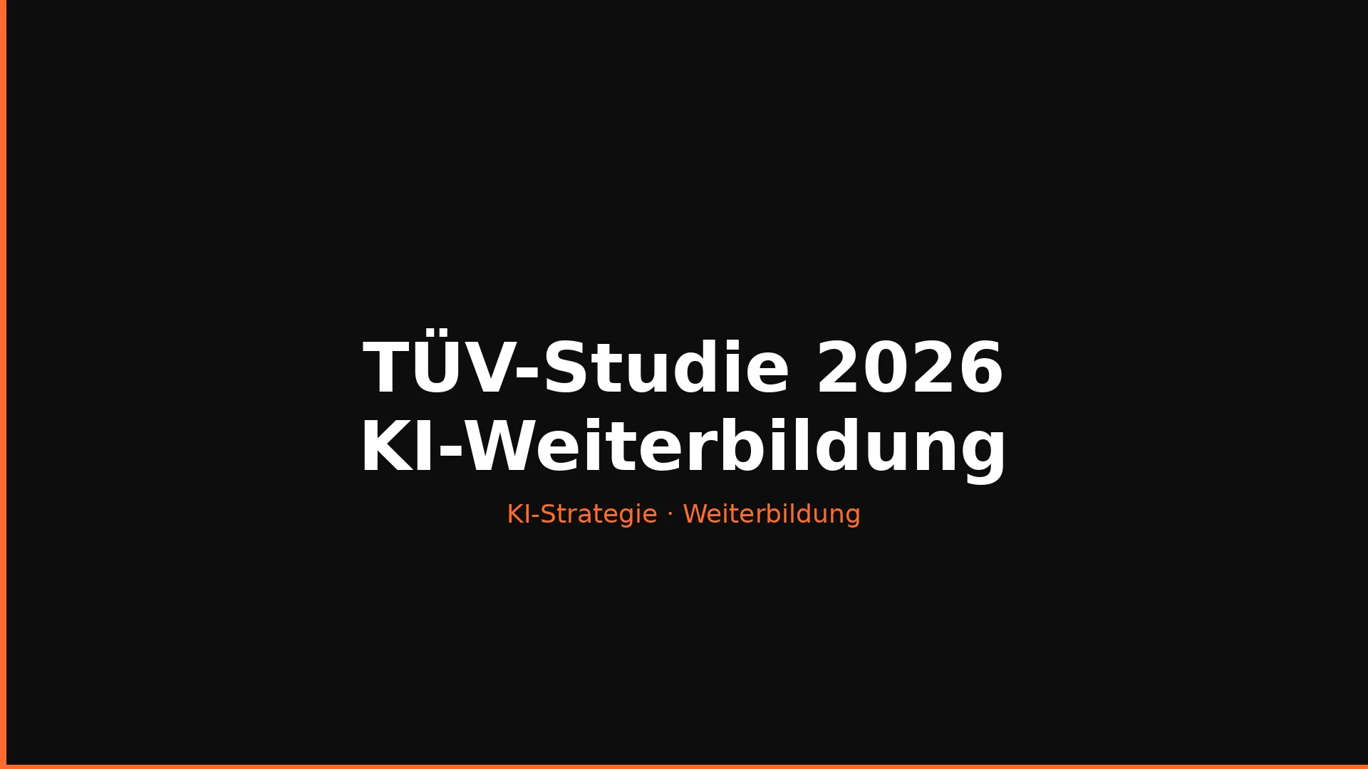 Balkendiagramm zeigt KI-Schulungsquote 27 Prozent versus KI-Nutzungsquote 56 Prozent in deutschen Unternehmen laut TUeV-Studie 2026